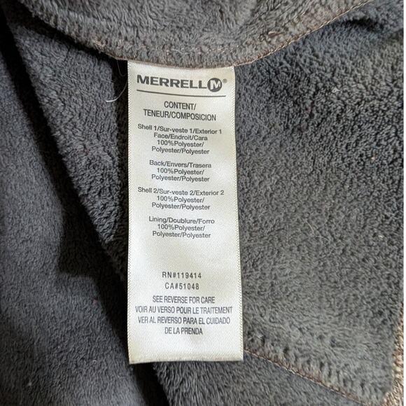 Merrell Geraldine Fleece Lined Coat Brown Tweed Hooded Long Jacket Small - Picture 7 of 7